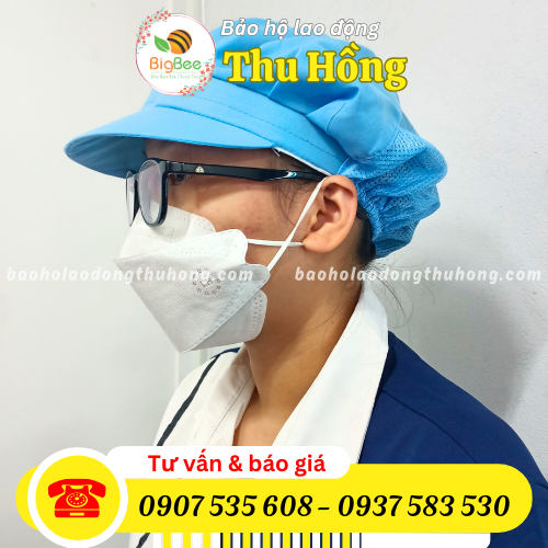 Mũ trùm tóc xếp ly màu xanh da trời Mũ trùm tóc xếp ly màu xanh da trời