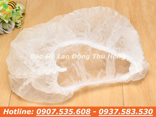 mũ trùm tóc y tế màu trắng