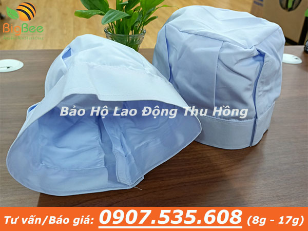 mũ vải đầu bếp trắng