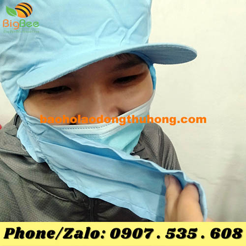 mũ vải trùm tóc thủy sản có khẩu trang 02