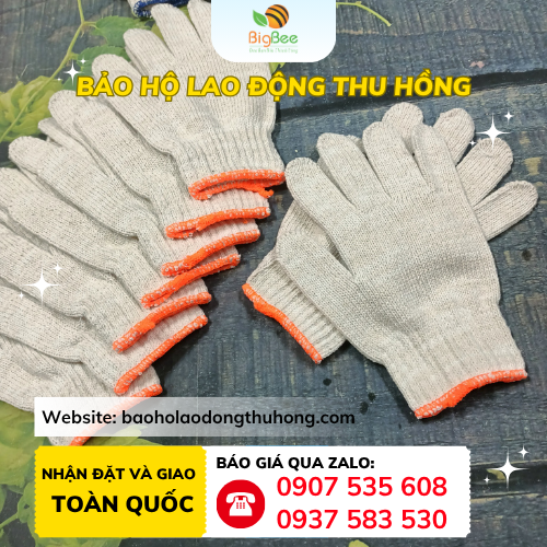 Găng tay sợi len kem 70g viền cam Mua găng tay sợi len kem 70g giá sỉ uy tín ở đâu