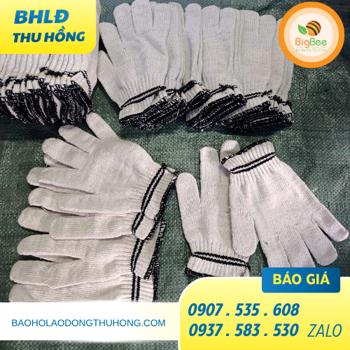 Nguồn bao tay len sợi màu kem 100g hai viền đen giá sỉ tại Thu Hồng