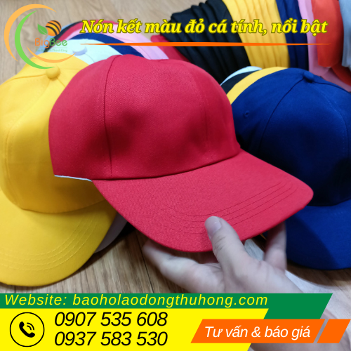 Nón kết đỏ tươi trơn chống nắng tốt cho nam nữ Nón kết đỏ tươi trơn chống nắng tốt cho nam nữ