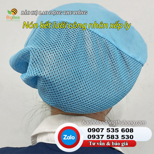 Nón kết lưới công nhân xếp ly tiện lợi cho công nhân nhà máy Nón kết lưới công nhân xếp ly ngành thực phẩm, thuỷ sản 02