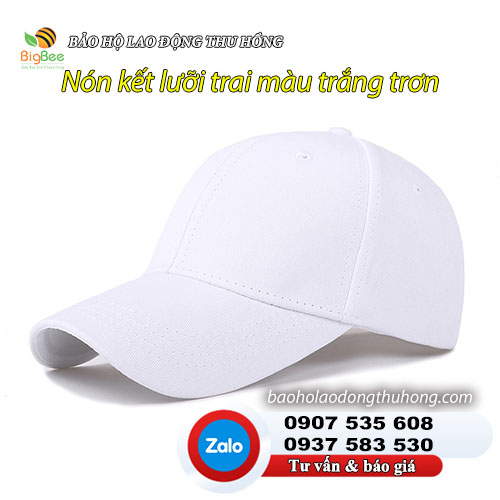 Nón kết lưỡi trai màu trắng trơn basic Nón kết lưỡi trai màu trắng trơn basic