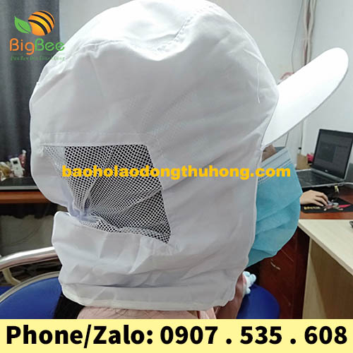 nón trắng trùm đầu thủy sản không có khẩu trang