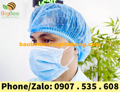 nón trùm đầu y tế xanh chỉ sử dụng 01 lần