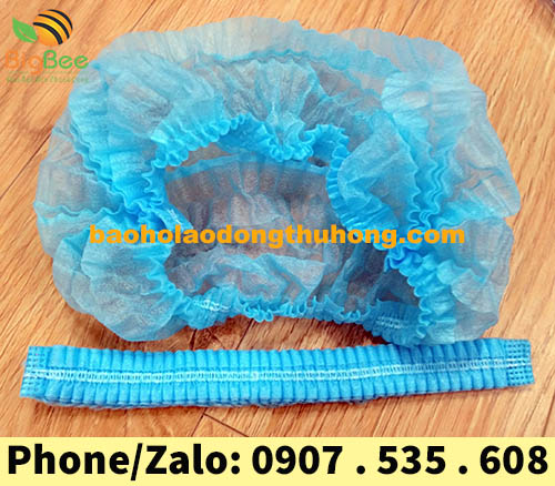 nón trùm đầu y tế xanh từ vải không dệt PP