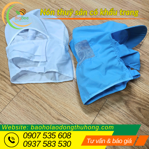 Nón trùm tóc công nhân thuỷ sản có khẩu trang đủ màu Nón trùm tóc công nhân thuỷ sản có khẩu trang đủ màu