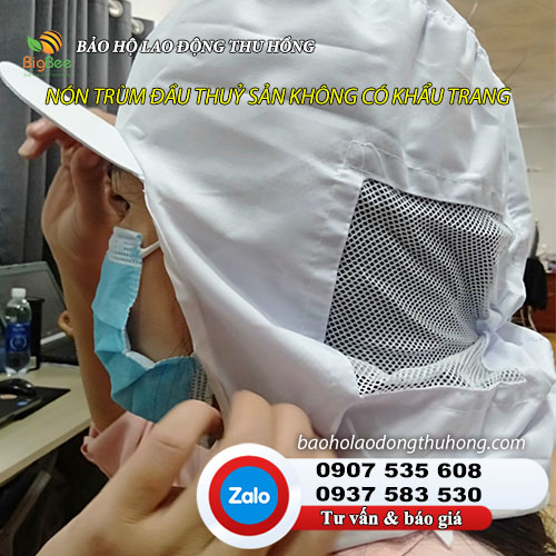 Nón thủy sản không khẩu trang dễ sử dụng Nón vải trùm đầu thuỷ sản không có khẩu trang cho công nhân 2