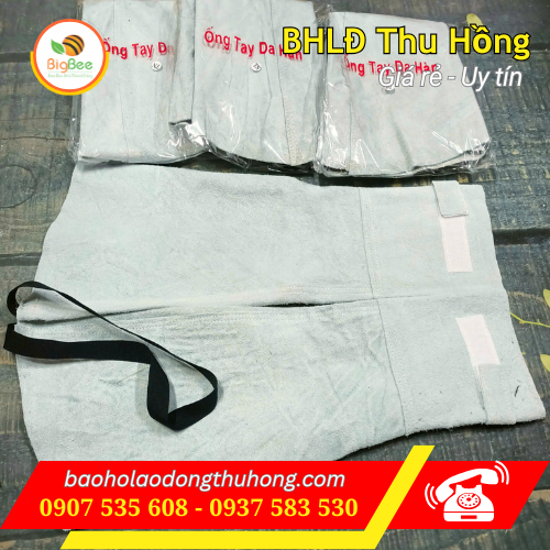 Ống tay da thợ hàn có dây đeo dài 50cm Ống tay da thợ hàn có dây đeo dài 50cm