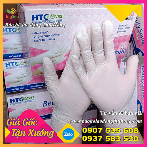 Phân phối găng tay y tế HTC Nitrile màu trắng giá rẻ Phân phối găng tay y tế HTC Nitrile màu trắng giá rẻ