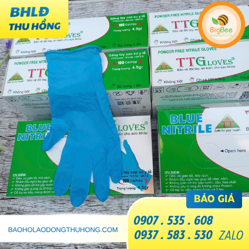 Sỉ găng tay y tế Nitrile TT Gloves xanh đậm dùng một lần Sỉ găng tay y tế Nitrile TT Gloves xanh đậm dùng một lần
