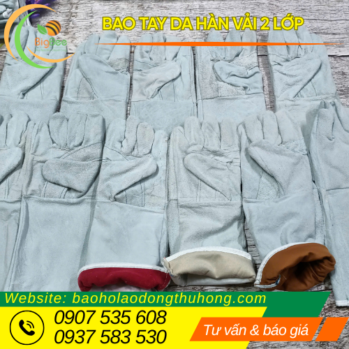 Sỉ rẻ bao tay da hàn vải 2 lớp đủ màu Sỉ rẻ bao tay da hàn vải 2 lớp đủ màu