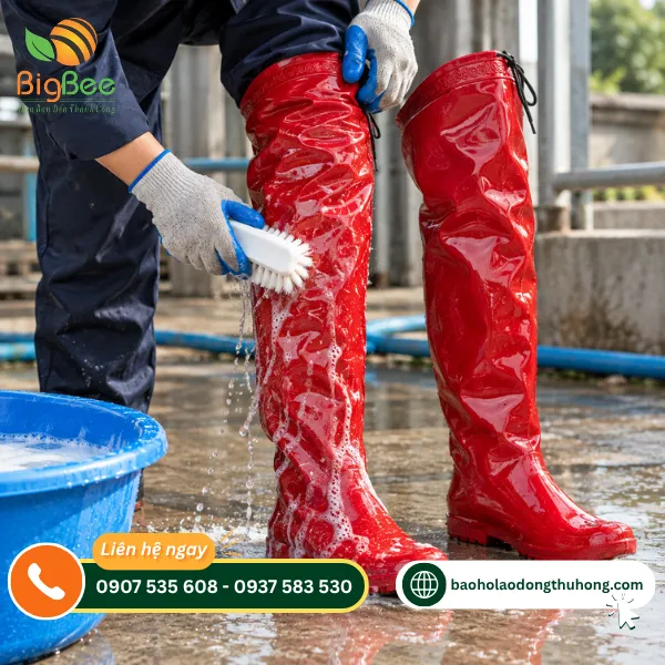 Vệ sinh bùn đất trên ủng lội ruộng sau khi sử dụng Vệ sinh bùn đất trên ủng lội ruộng sau khi sử dụng