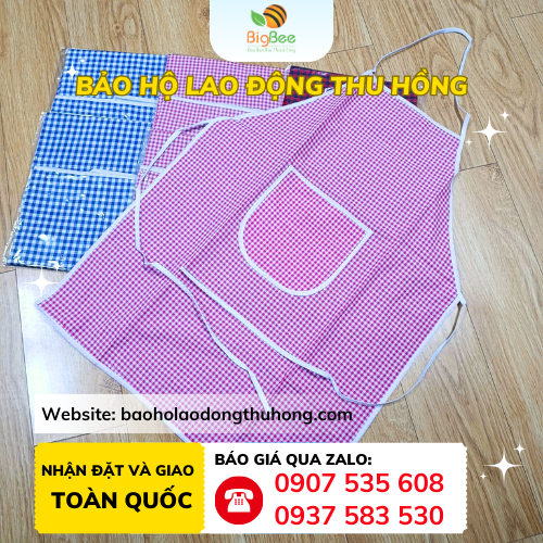Tạp dề nấu ăn vải caro dễ thương Tạp dề nấu ăn vải caro dễ thương