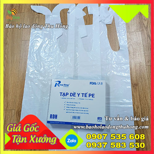 Tạp dề nhựa PE đóng hộp sẵn 100 cái Tạp dề nhựa PE đóng hộp sẵn 100 cái