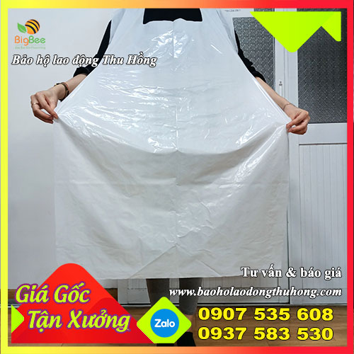 Tạp dề nhựa PE màu trắng đục mỏng nhẹ Tạp dề nhựa PE màu trắng đục mỏng nhẹ
