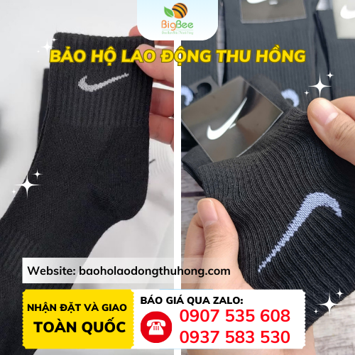 Tất Nike đen cổ cao logo thêu tối giản Tất Nike đen cổ cao logo thêu tối giản