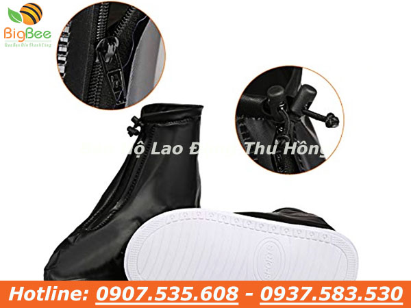 thiết kế của bọc giày đi mưa nhựa cổ thấp có khóa kéo