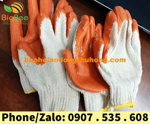 thông tin chi tiết về bao tay len nhúng nhựa màu cam
