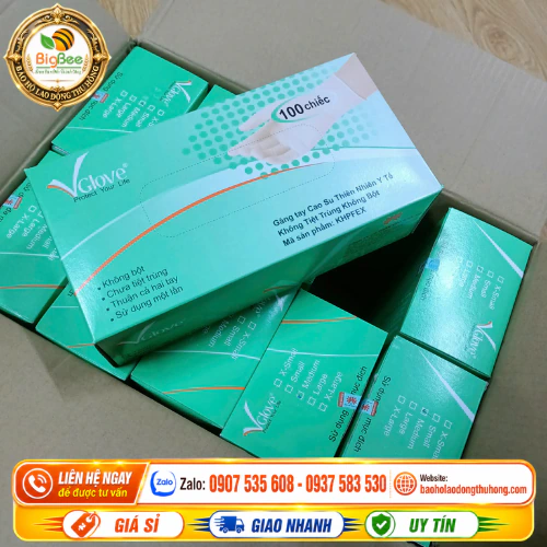 Thu Hồng bán nguyên thùng 10 hộp găng tay y tế không bột Vglove giá sỉ Thu Hồng bán nguyên thùng 10 hộp găng tay y tế không bột Vglove giá sỉ