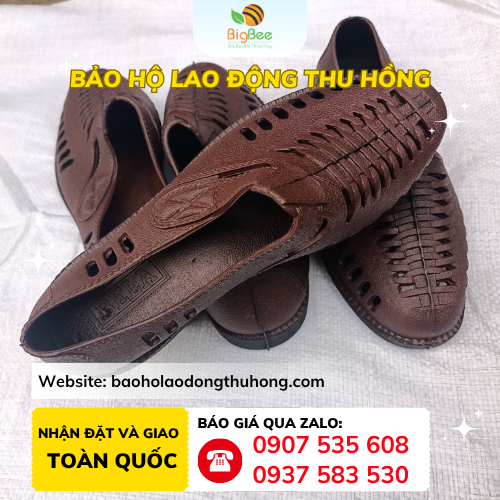 Giày nhựa nâu bít mũi đi mưa Thu Hồng -  Nơi bán giày nhựa nâu bít mũi đi mưa giá rẻ