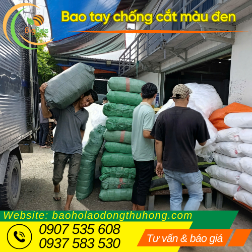 Thu Hồng sỉ rẻ bao tay vải chống cắt màu đen nguyên bao 500 đôi Thu Hồng sỉ rẻ bao tay vải chống cắt màu đen nguyên bao 500 đôi