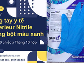Găng tay y tế không bột Superieur Nitrile màu xanh giá rẻ