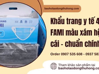 Khẩu trang y tế 4 lớp FAMI màu xám hộp 50 cái giá rẻ