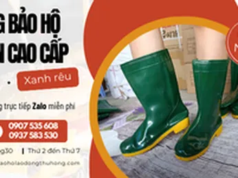 Ủng Sun xanh rêu đi thủy sản chống trượt, chống mùi, dễ vệ sinh