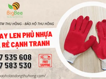 Găng tay len phủ nhựa đỏ giá rẻ cạnh tranh