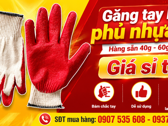 Găng tay len phủ nhựa đỏ giá sỉ, hàng sẵn 40g - 60g - 80g