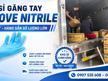 Kho sỉ găng tay Vglove Nitrile không bột hàng sẵn số lượng lớn