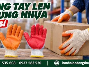 Giá găng tay len nhúng nhựa cam và đỏ cho khách nhập sỉ