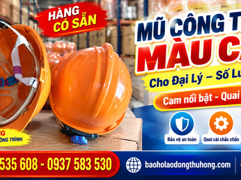Kho sỉ mũ công trình màu cam quai cài giá rẻ nhất