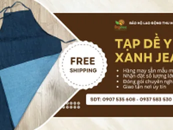 Kho phân phối tạp dề yếm xanh jean giá sỉ, giao hàng nhanh