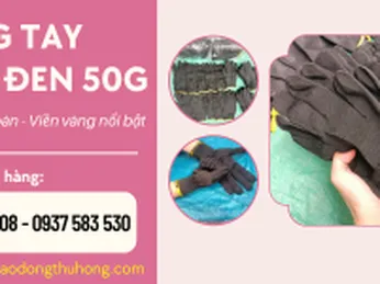 Bán găng tay poly màu đen 50g viền vàng siêu đẹp giá rẻ
