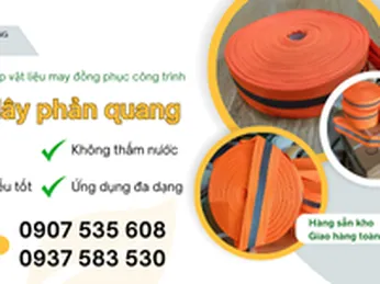 Cuộn dây vải phản quang màu cam dùng may đồng phục công trình