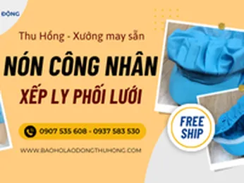 Nón công nhân xếp ly giá rẻ may sẵn cho công nhân sản xuất