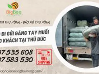 Thu Hồng đi gửi găng tay muối tiêu cho khách tại Thủ Đức