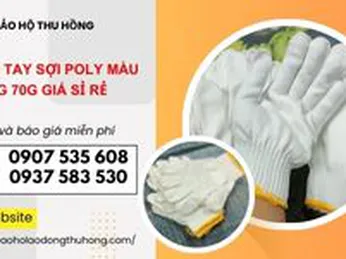 Găng tay sợi poly màu trắng 70g giá sỉ rẻ cho đơn từ 500 đôi