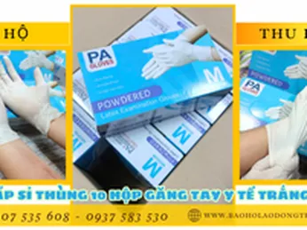 Sỉ thùng 10 hộp găng tay y tế màu trắng có bột giá rẻ