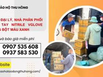 Tuyển đại lý, nhà phân phối găng tay Nitrile Vglove không bột màu xanh 