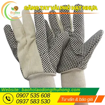 GĂNG TAY VẢI PHỦ HẠT NHỰA ĐEN