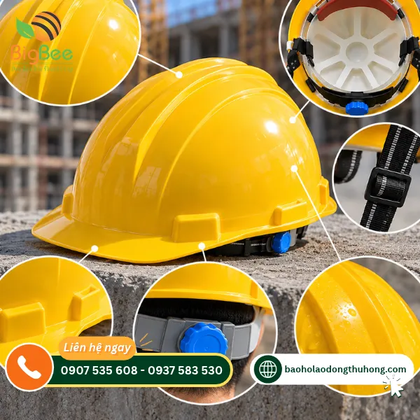 Chi tiết thiết kế vỏ nón bảo hộ vàng và các bộ phận đi kèm Chi tiết thiết kế vỏ nón bảo hộ vàng và các bộ phận đi kèm