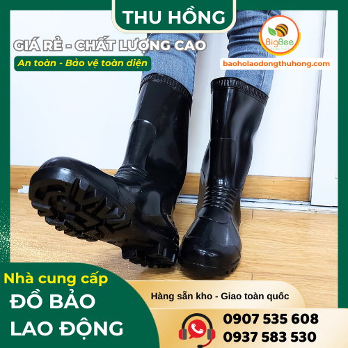 Ủng bảo hộ cao su đen Tân Quyền Phát cao cổ chống nước tốt Ủng bảo hộ cao su đen Tân Quyền Phát cao cổ chống nước tốt