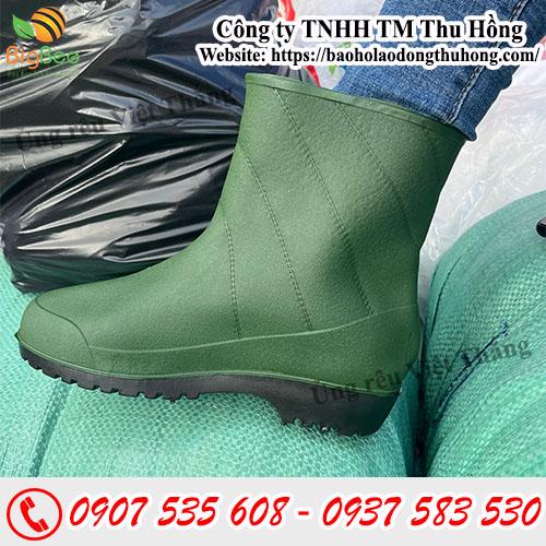 Ủng cao su màu rêu cổ ngắn làm vườn giá rẻ