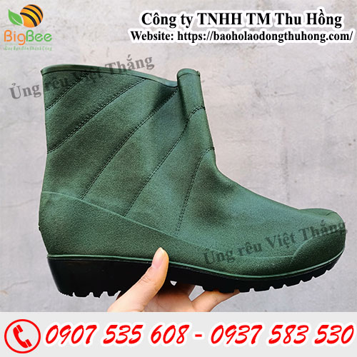 Ủng cao su màu rêu cổ ngắn