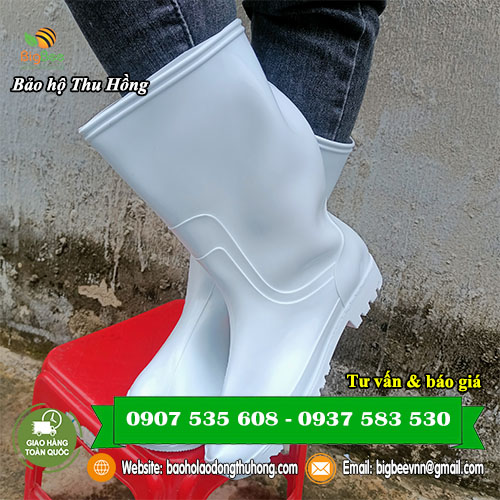 ủng cao su màu trắng đi mưa chống thấm